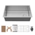 Karran USA Fusion 30" Undermount Single Basin Stainless Steel Kitchen Sink with Basin Rack, Basket Strainer and Cutting Board Satin Brushed