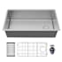 Karran USA Fusion 33" Undermount Single Basin Stainless Steel Kitchen Sink with Basin Rack and Basket Strainer Satin Brushed