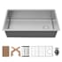 Karran USA Fusion 33" Undermount Single Basin Stainless Steel Kitchen Sink with Basin Rack, Basket Strainer and Cutting Board Satin Brushed