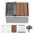 Karran USA Elite Workstation 23" Undermount Single Basin Stainless Steel Kitchen Sink with Basin Rack, Basket Strainer and Cutting Board Satin Brushed
