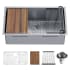Karran USA Elite Workstation 32" Undermount Single Basin Stainless Steel Kitchen Sink with Basin Rack, Basket Strainer and Cutting Board Satin Brushed