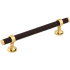 Keeler Umber 5-1/16" Center to Center Solid Brass and Leather Luxury Custom Exclusive Cabinet Bar Handle / Drawer Bar Pull Unlacquered Brass / Dream Cow