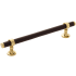 Keeler Umber 6-5/16" Center to Center Solid Brass and Leather Luxury Custom Exclusive Cabinet Bar Handle / Drawer Bar Pull Unlacquered Brass / Dream Cow