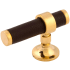 Keeler Umber 2-1/4" Offset T Bar Luxury Solid Brass and Leather Custom Exclusive Cabinet / Drawer Bar Knob Unlacquered Brass / Dream Cow