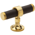 Keeler Umber 2-1/4" Luxury T Bar Solid Brass and Leather Custom Exclusive Cabinet / Drawer Bar Knob Unlacquered Brass / Dream Cow