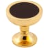 Keeler Umber 1-1/4" Disc Luxury Solid Brass and Leather Round Custom Exclusive Cabinet / Drawer Knob Unlacquered Brass / Dream Cow