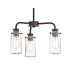 Kichler Braelyn 3 Light Convertible 18" Seeded Glass Pendant / Ceiling Light Olde Bronze