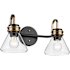 Kichler Farum 2 Light 19" Wide Vanity Light with Clear Glass Shades Black