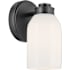 Kichler Shae 8" Tall Bathroom Sconce with Glossy White Opal Glass Shade Black