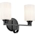 Kichler Gioe 2 Light 14" Wide Vanity Light with Opal Glass Shades Black