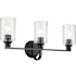 Kichler Gioe 3 Light 24" Wide Vanity Light with Clear Fluted Glass Shades Black
