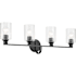 Kichler Gioe 4 Light 32" Wide Vanity Light with Clear Fluted Glass Shades Black