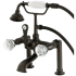 Kingston Brass Celebrity Deck Mounted Clawfoot Tub Filler Trim with Knob Handles and Integrated Diverter - Handshower Included Oil Rubbed Bronze
