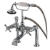 Kingston Brass Essex Deck Mounted Clawfoot Tub Filler Trim with Cross Handles and Integrated Diverter - Handshower Included Polished Chrome