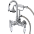 Kingston Brass Aqua Vintage Wall Mounted Clawfoot Tub Filler with Porcelain Lever Handles - Includes Personal Hand Shower Polished Chrome