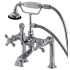Kingston Brass Vintage Deck Mounted Roman Tub Filler with Built-In Diverter - Includes Hand Shower Polished Chrome