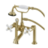Kingston Brass Vintage Deck Mounted Tub Filler with Built-In Diverter - Includes Hand Shower Brushed Brass