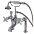 Kingston Brass Vintage Deck Mounted Roman Tub Filler with Built-In Diverter - Includes Hand Shower Polished Chrome