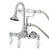 Kingston Brass Aqua Vintage Wall Mounted Clawfoot Tub Filler with Porcelain Lever Handle - Includes Personal Hand Shower Polished Chrome