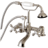 Kingston Brass Vintage Deck Mounted Clawfoot Tub Filler with Built-In Diverter - Includes Hand Shower Brushed Nickel