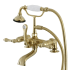 Kingston Brass Aqua Vintage Wall Mounted Tub Filler with Built-In Diverter – Includes Hand Shower Brushed Brass