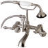 Kingston Brass Aqua Vintage Wall Mounted Clawfoot Tub Filler with Built-In Diverter - Includes Hand Shower Brushed Nickel