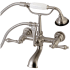 Kingston Brass Vintage Tub Wall Mounted Clawfoot Tub Filler with Built-In Diverter - Includes Hand Shower Brushed Nickel