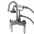 Kingston Brass Wilshire Wall Mounted Tub Filler Trim with Lever Handles and Integrated Diverter - Handshower Included Brushed Nickel