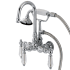 Kingston Brass Wilshire Wall Mounted Tub Filler Trim with Lever Handles and Integrated Diverter - Handshower Included Chrome