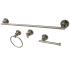 Kingston Brass Concord 4 Piece Bathroom Package with 24" Towel Bar, Robe Hook, Towel Ring, Toilet Paper Holder Brushed Nickel