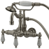 Kingston Brass Vintage Wall Mounted Clawfoot Tub Filler with Personal Hand Shower and Porcelain Lever Handles Brushed Nickel