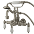 Kingston Brass Vintage Wall Mounted Clawfoot Tub Filler with Personal Hand Shower and Porcelain Lever Handles Brushed Nickel