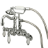 Kingston Brass Vintage Wall Mounted Clawfoot Tub Filler with Personal Hand Shower and Porcelain Lever Handles Polished Chrome
