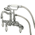 Kingston Brass Vintage Wall Mounted Clawfoot Tub Filler with Personal Hand Shower and Porcelain Lever Handles Polished Chrome