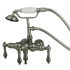 Kingston Brass Vintage Wall Mounted Clawfoot Tub Filler with Personal Hand Shower and Metal Lever Handles Brushed Nickel