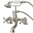 Kingston Brass Vintage Deck Mounted Clawfoot Tub Filler with Personal Hand Shower and Metal Cross Handles Brushed Nickel