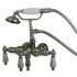 Kingston Brass Vintage Wall Mounted Clawfoot Tub Filler with Personal Hand Shower and Porcelain Lever Handles Brushed Nickel