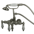 Kingston Brass Vintage Wall Mounted Clawfoot Tub Filler with Personal Hand Shower and Porcelain Lever Handles Brushed Nickel