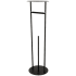 Kingston Brass Dessau Free Standing Spring Bar Toilet Paper Holder with Reserve Storage and Top Shelf Matte Black