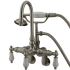 Kingston Brass Vintage Wall Mounted Clawfoot Tub Filler with Personal Hand Shower and Porcelain Lever Handles Brushed Nickel