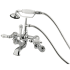 Kingston Brass Vintage Wall Mounted Clawfoot Tub Filler with Personal Hand Shower and Porcelain Lever Handles Polished Chrome
