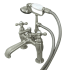 Kingston Brass Vintage Deck Mounted Clawfoot Tub Filler with Personal Hand Shower and Metal Cross Handles Brushed Nickel