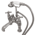 Kingston Brass Vintage Deck Mounted Clawfoot Tub Filler with Personal Hand Shower and Metal Cross Handles Polished Chrome