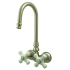 Kingston Brass Vintage Wall Mounted Clawfoot Tub Filler with Porcelain Cross Handles Brushed Nickel