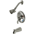 Kingston Brass NuWave Tub and Shower Trim Package with 1.8 GPM Single Function Shower Head Brushed Nickel