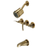 Kingston Brass Centurion Tub and Shower Trim Package with 1.8 GPM Multi Function Shower Head Antique Brass