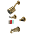 Kingston Brass Kaiser Tub and Shower Trim Package with 1.8 GPM Multi Function Shower Head Antique Brass