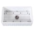 Kingston Brass Arcticstone 33" Farmhouse Single Basin Stone Composite Kitchen Sink with Basin Rack and Basket Strainer Matte White / Brushed