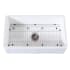 Kingston Brass Arcticstone 33" Farmhouse Single Basin Stone Composite Kitchen Sink with Basin Rack and Basket Strainer Matte White / Brushed