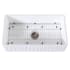 Kingston Brass Arcticstone 33" Farmhouse Single Basin Stone Composite Kitchen Sink with Basin Rack and Basket Strainer Matte White / Brushed